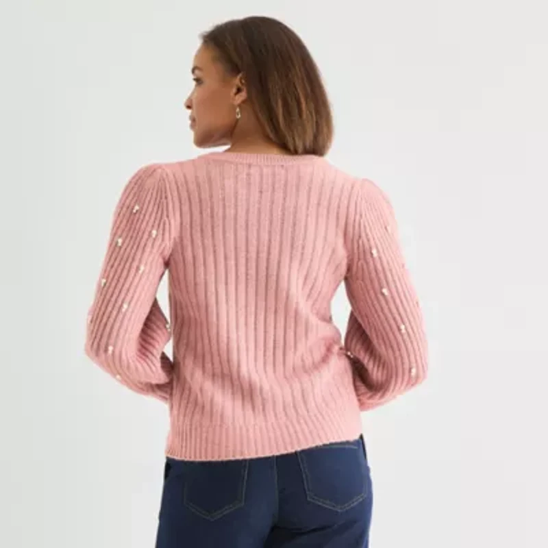 Liz Claiborne Tall Womens Crew Neck Long Sleeve Pullover Sweater