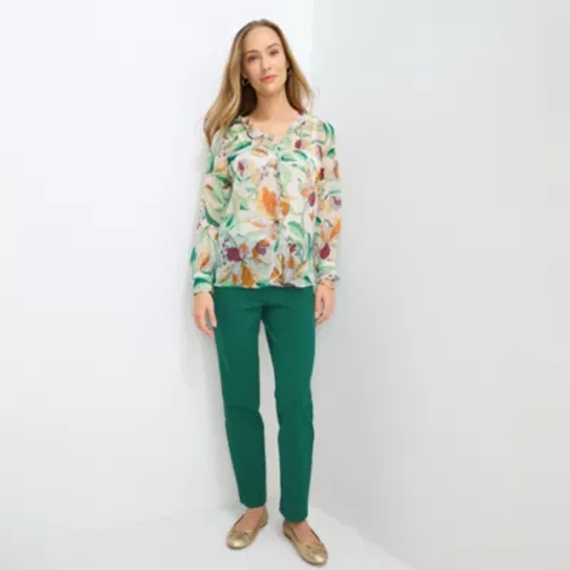 Liz Claiborne Womens Tall V Neck Long Sleeve Blouse