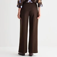 Liz Claiborne Ponte Womens Tall Wide Leg Mid Rise Pull-On Pant