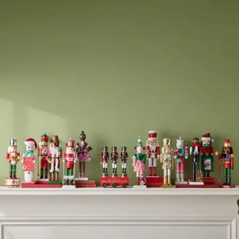 North Pole Trading Co. 14in Pepermint Staff African American Wood Christmas Nutcracker