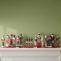 North Pole Trading Co. 14in Pepermint Staff African American Wood Christmas Nutcracker