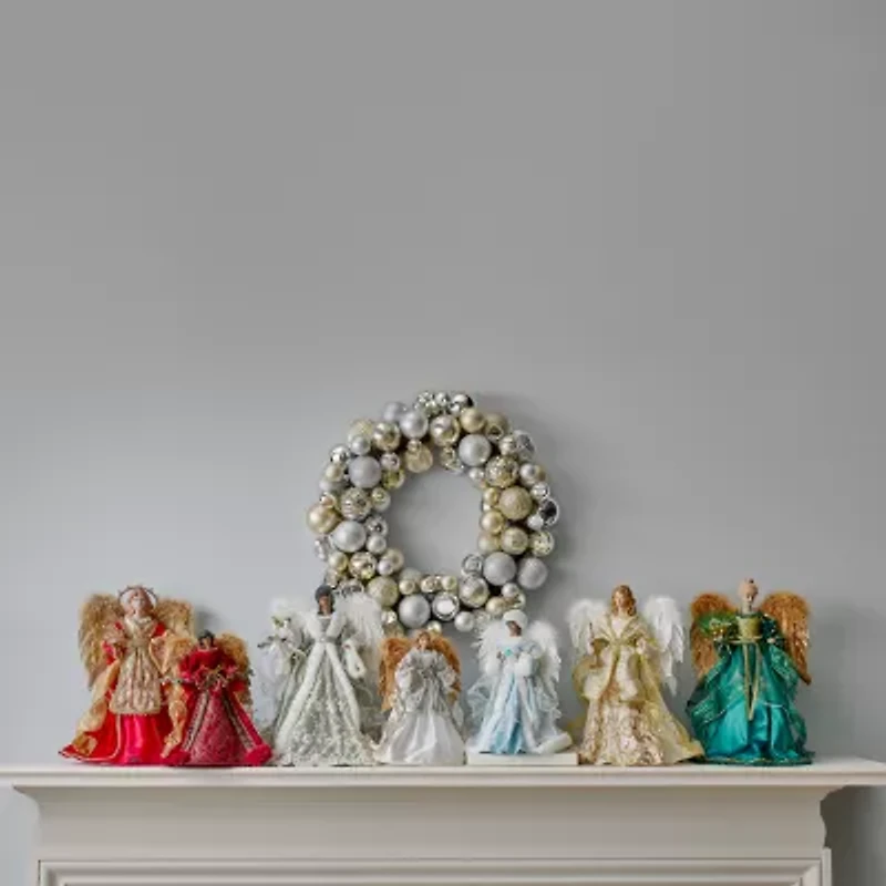 North Pole Trading Co. 12in Light Blue African American Christmas Angels Figurine