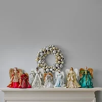 North Pole Trading Co. 12in Burgandy Fur Christmas Angels Figurine