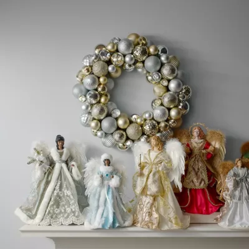 North Pole Trading Co. 16in White And Silver Christmas Angels Figurine