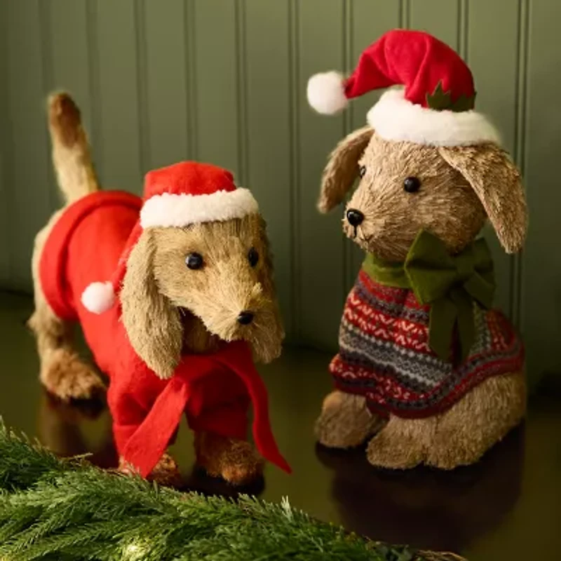 Martha Stewart Dachusand Sisal Dog Christmas Tabletop Decor