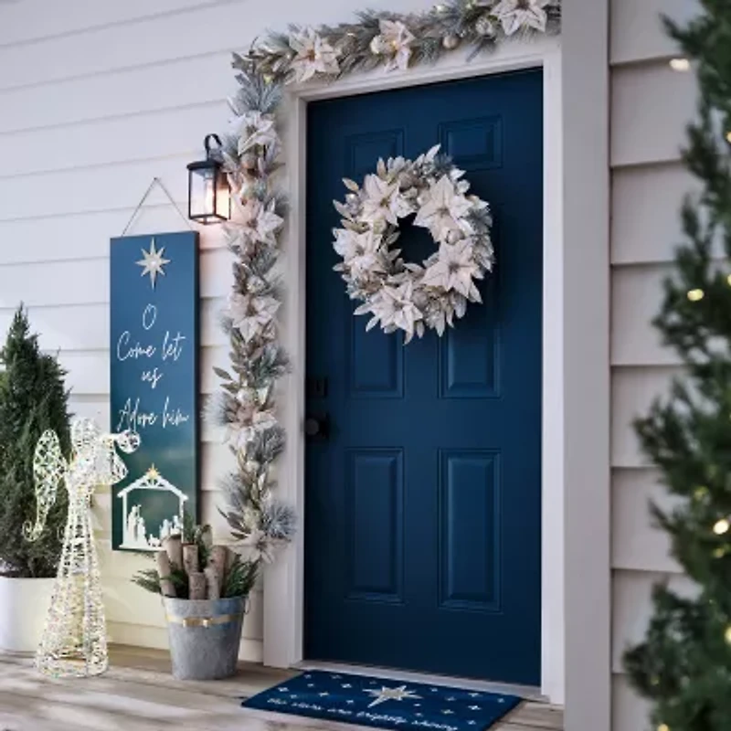North Pole Trading Co. Gold Poinsettia Wreath