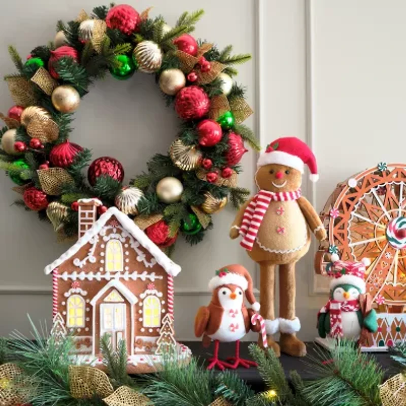 North Pole Trading Co. Red Green Ornament Wreath