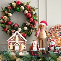 North Pole Trading Co. Red Green Ornament Wreath