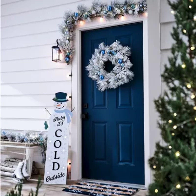 North Pole Trading Co. Flocked Snowflake Wreath