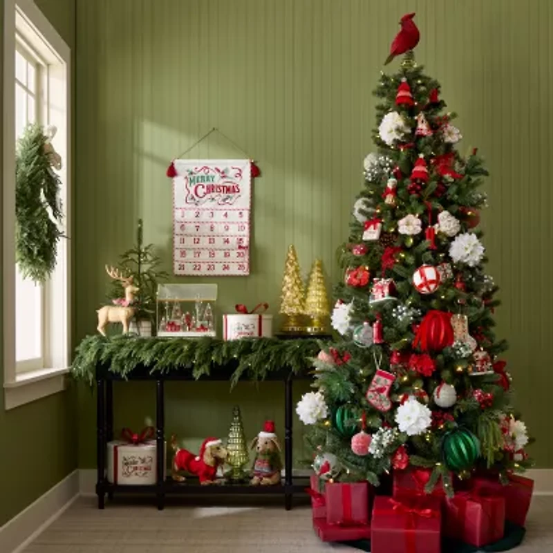 Martha Stewart Red Pink Fabric Tree Christmas Ornament