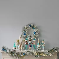 North Pole Trading Co. White Blue Christmas Indoor Garland