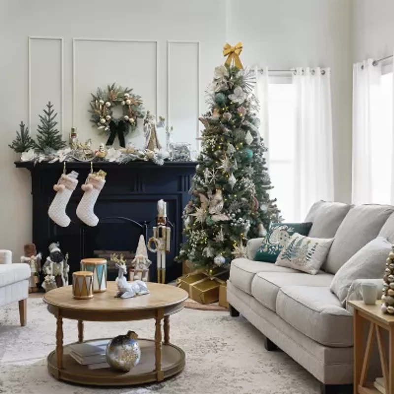 North Pole Trading Co. 13in Gold Ornament Tree Christmas Tabletop Decor