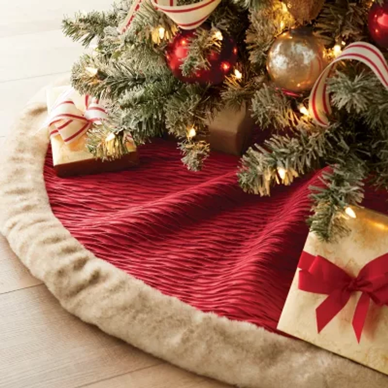 North Pole Trading Co. Red Crinikle Velvet Indoor Tree Skirt