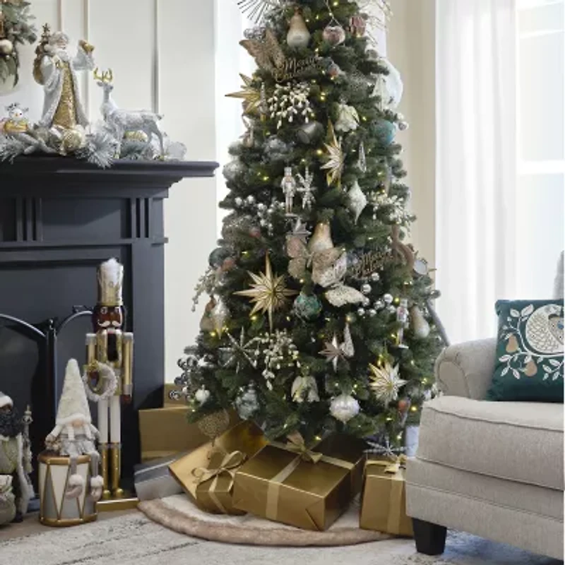 North Pole Trading Co. Cream Crinkle Velvet Indoor Tree Skirt