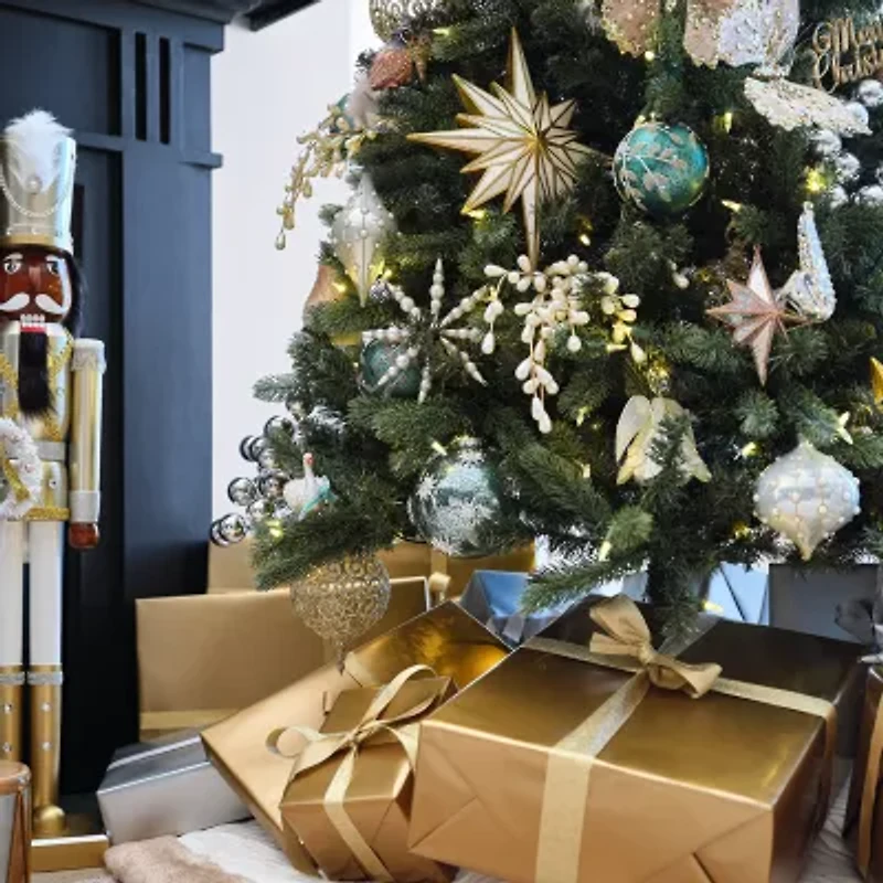 North Pole Trading Co. Green Leaf And Pearl Ball Set 2-pc. Christmas Ornament