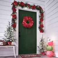 North Pole Trading Co. Red Poinsettia Christmas Indoor Garland