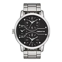 Claiborne Mens Oversized Dial Silver-Tone Watch