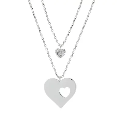 Sparkle Allure You & Me Mother And Daughter 2-pc. Cubic Zirconia Pure Silver Over Brass 16 Inch Link Necklace Set