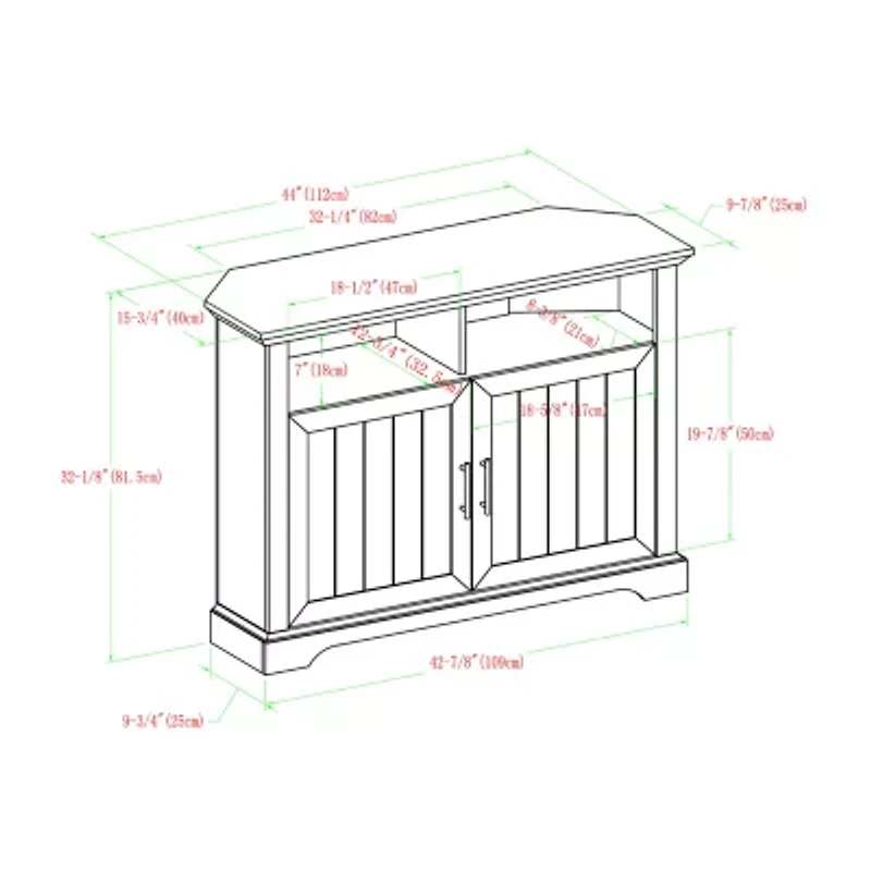 44" Grooved Door Corner TV Stand