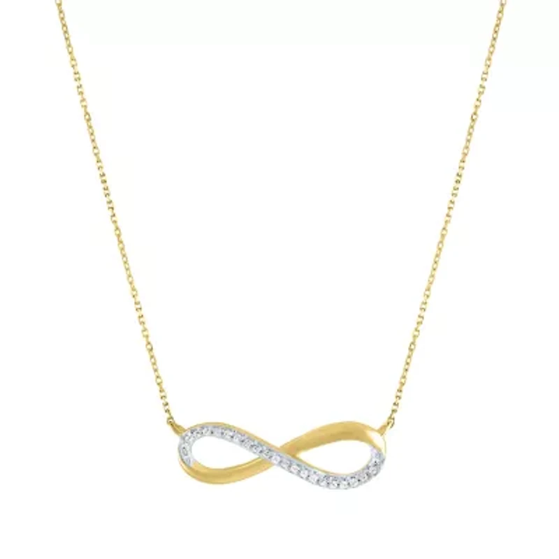 Womens Diamond Accent Natural White Diamond 10K Gold Infinity 18 Inch Pendant Necklace