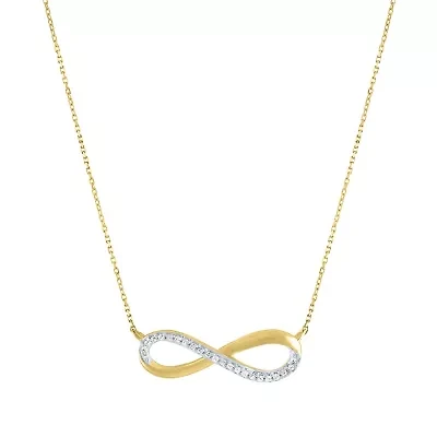Womens Diamond Accent Natural White Diamond 10K Gold Infinity 18 Inch Pendant Necklace
