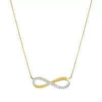 Womens Diamond Accent Natural White Diamond 10K Gold Infinity 18 Inch Pendant Necklace