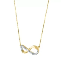 Womens Diamond Accent Natural White Diamond 10K Gold Infinity 18 Inch Pendant Necklace