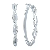 Womens 1/4 CT. T.W. Natural White Diamond Sterling Silver 32mm Hoop Earrings