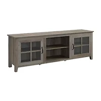 70" Farmhouse Simple Window Pane 2 Door Wood TV Stand