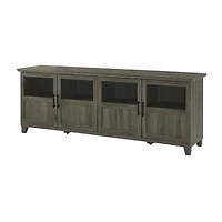 70-Inch TV Console with Glass and Wood 4 Panel Doors
