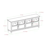70-Inch TV Console with Glass and Wood 4 Panel Doors
