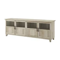 70-Inch TV Console with Glass and Wood 4 Panel Doors