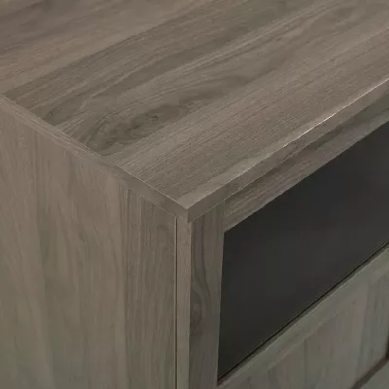 70-Inch TV Console with Glass and Wood 4 Panel Doors