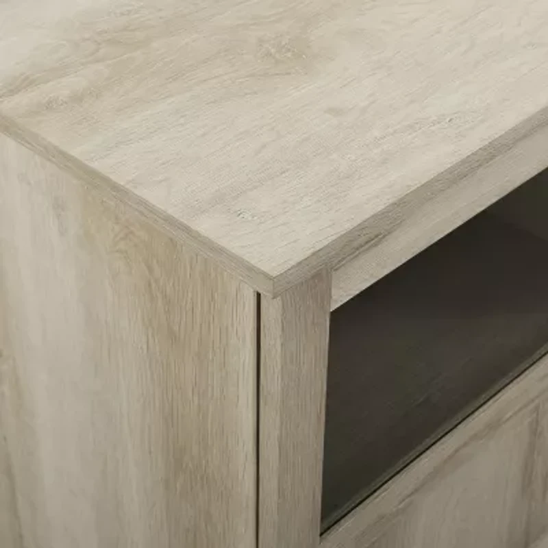 70-Inch TV Console with Glass and Wood 4 Panel Doors