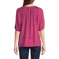 St. John's Bay Womens Split Tie Neck Elbow Sleeve Blouse