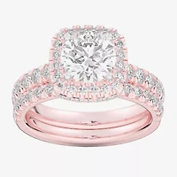 G-H / Si1-Si2) Womens 1 / CT. T.W. Lab Grown White Diamond 14K Gold Round Side Stone Halo Bridal Set