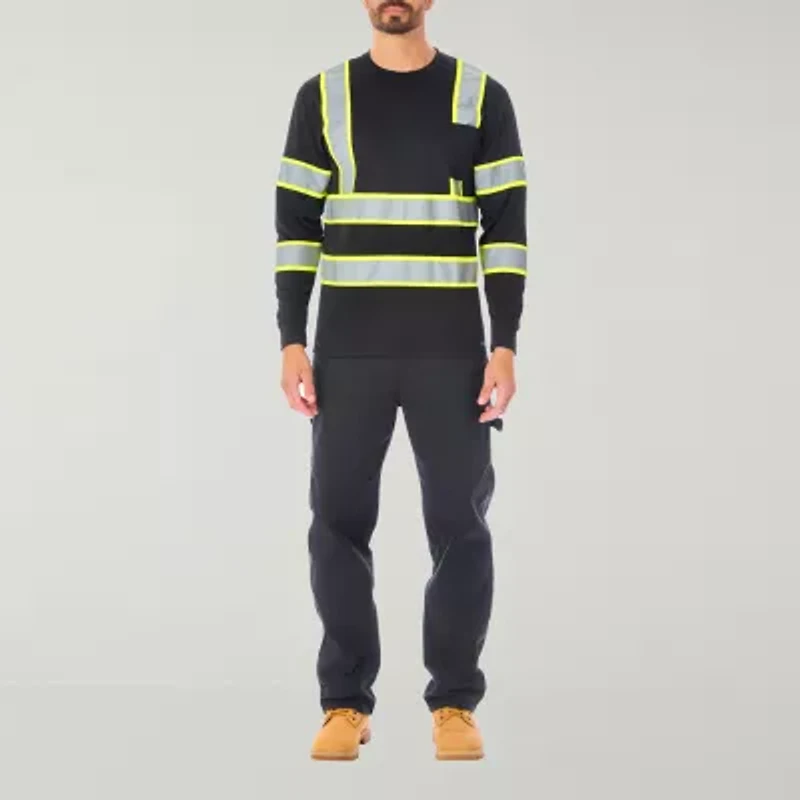 Smiths Workwear Reflective Safety Mens Crew Neck Long Sleeve T-Shirt