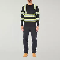Smiths Workwear Reflective Safety Mens Crew Neck Long Sleeve T-Shirt