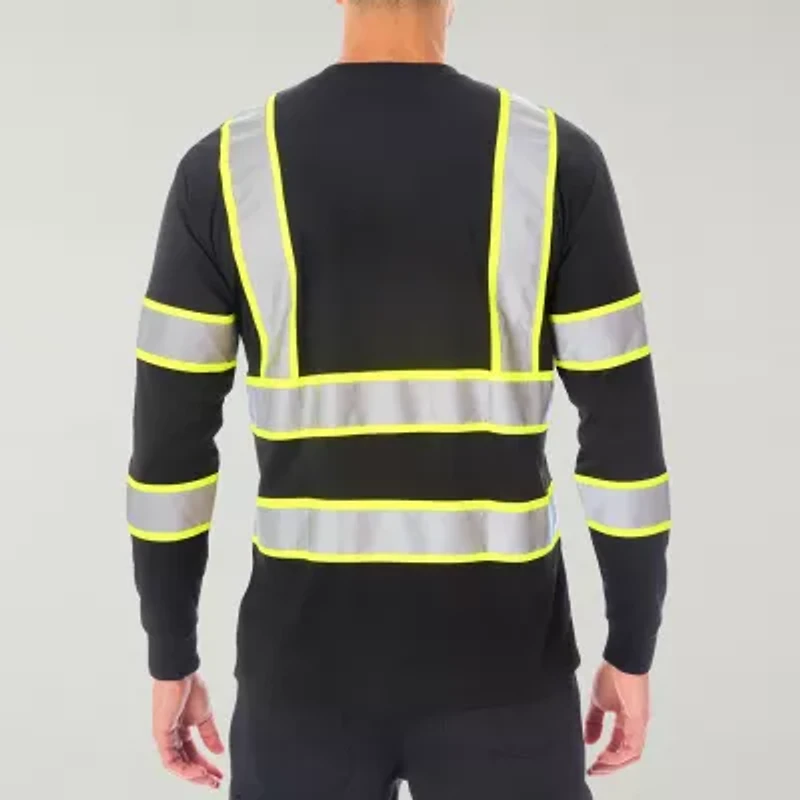 Smiths Workwear Reflective Safety Mens Crew Neck Long Sleeve T-Shirt