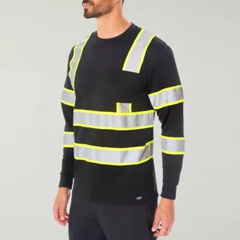 Smiths Workwear Reflective Safety Mens Crew Neck Long Sleeve T-Shirt