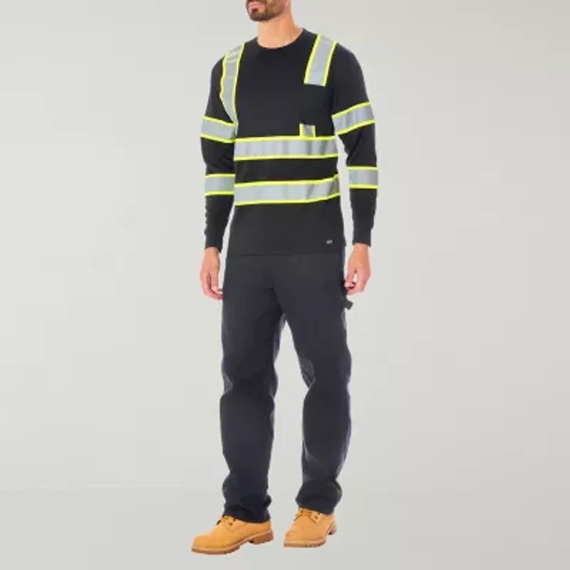 Smiths Workwear Reflective Safety Mens Crew Neck Long Sleeve T-Shirt