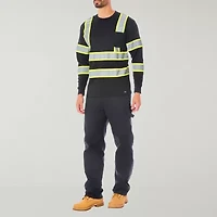 Smiths Workwear Reflective Safety Mens Crew Neck Long Sleeve T-Shirt