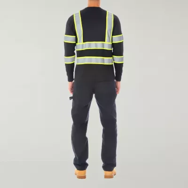 Smiths Workwear Reflective Safety Mens Crew Neck Long Sleeve T-Shirt