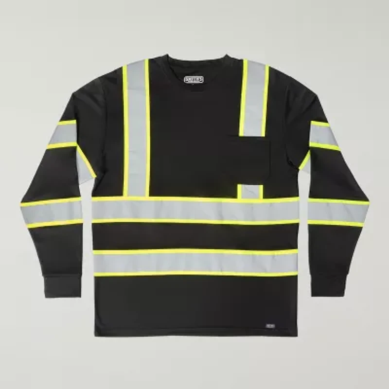 Smiths Workwear Reflective Safety Mens Crew Neck Long Sleeve T-Shirt