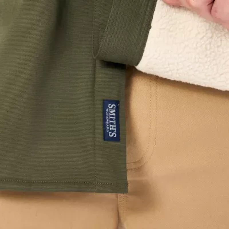 Smiths Workwear Sherpa Lined Stretch Canvas Mens Midweight Big and Tall Shirt Jacket