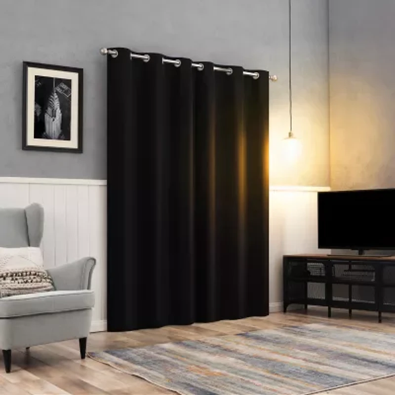 Sun Zero Glynn Magnetic Closure Grommet Top 100% Blackout Set of 2 Curtain Panel