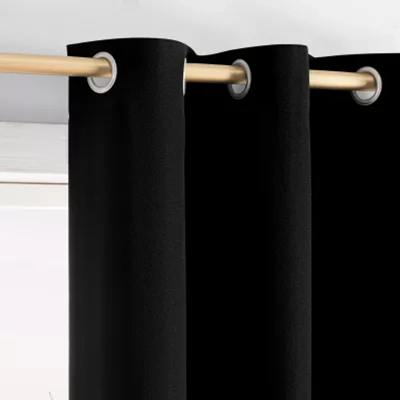 Sun Zero Glynn Magnetic Closure Grommet Top 100% Blackout Set of 2 Curtain Panel