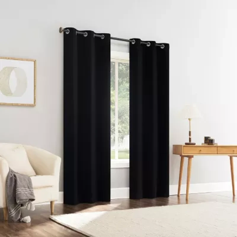 Sun Zero Glynn Magnetic Closure Grommet Top 100% Blackout Set of 2 Curtain Panel
