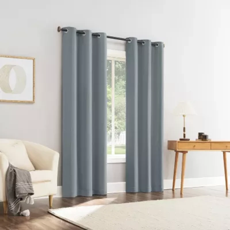 Sun Zero Glynn Magnetic Closure Grommet Top 100% Blackout Set of 2 Curtain Panel