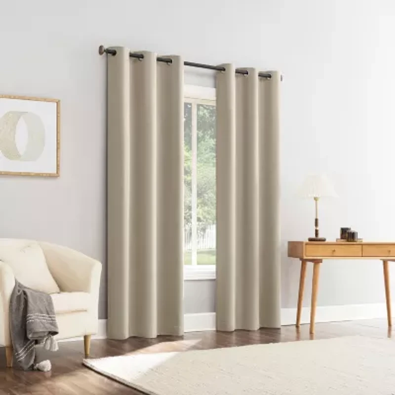 Sun Zero Glynn Magnetic Closure Grommet Top 100% Blackout Set of 2 Curtain Panel